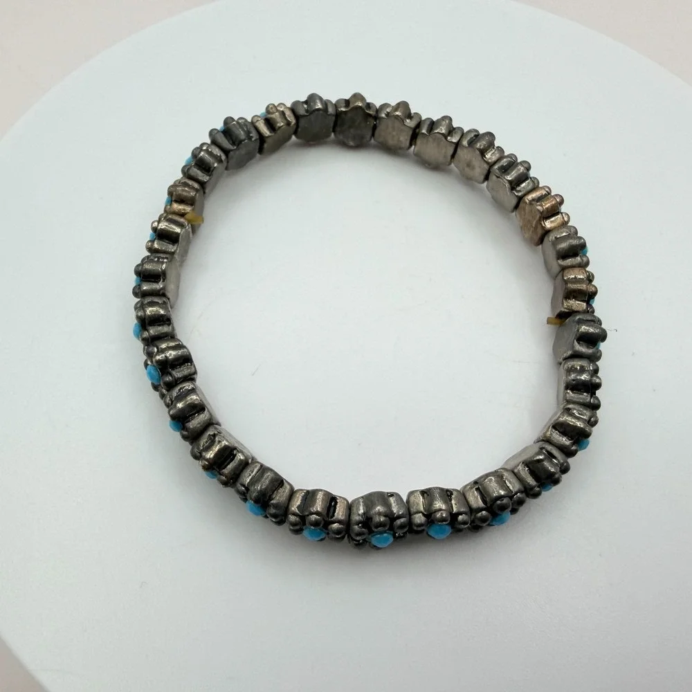 Vintage Y2K Blue Beaded Stretch‎ Bracelet Boho Women's Classic Fashion Jewelry